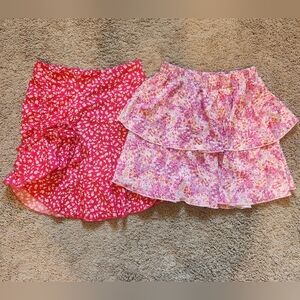 SHEIN Pink Mini Wrap Skirt with Tiered Ruched Design